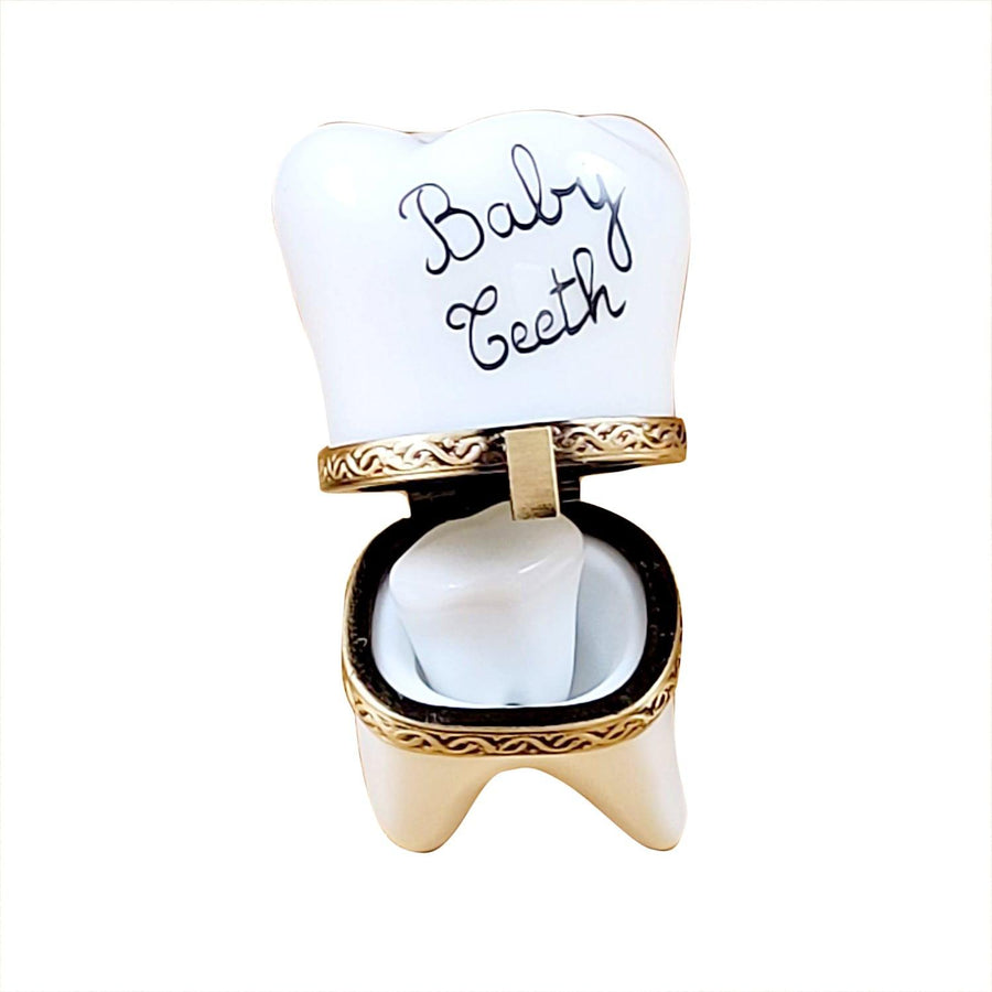 Large White Baby Tooth with Removable Tooth Limoges Box - Limoges Box Boutique