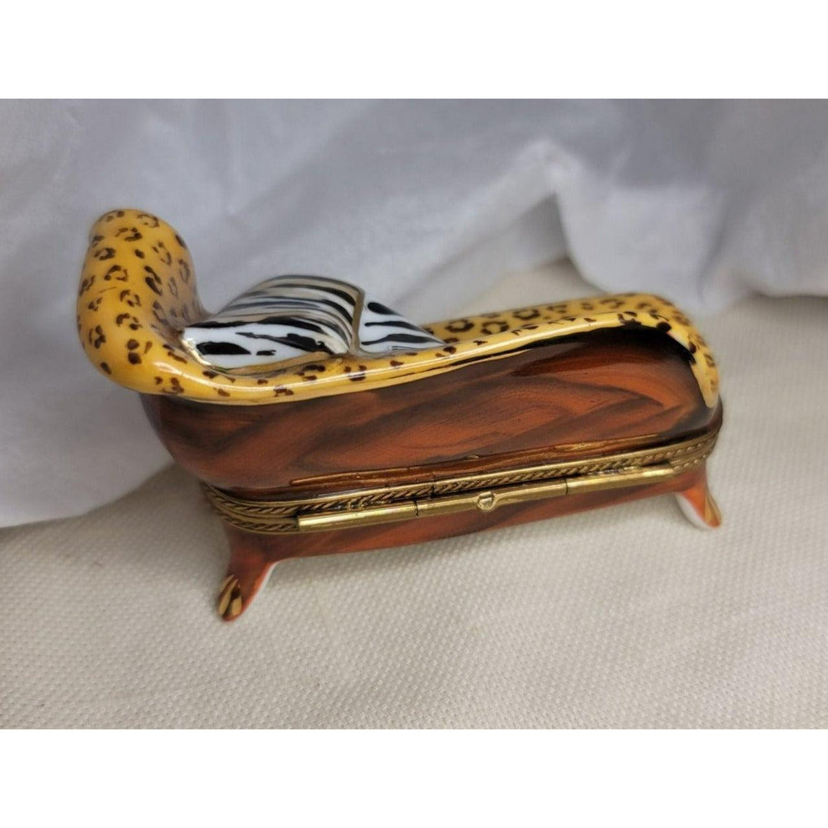Leopard Chair Lounge Couch No. 1 of 500 cheetah Retired Rare Limoges Box Figurine - Limoges Box Boutique