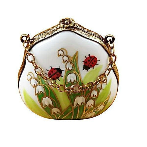 Lily of the Valley Purse with Ladybugs Limoges Box - Limoges Box Boutique