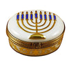 Menorah in white, a traditional Jewish candelabrum, perfect for Hanukkah celebrations