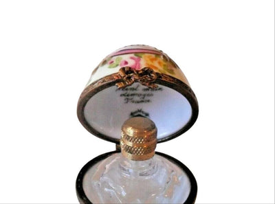 Mini 1.5" Pink Gold Limoges Porcelain Egg Perfume bottle Porcelain Limoges Trinket Box - Limoges Box Boutique