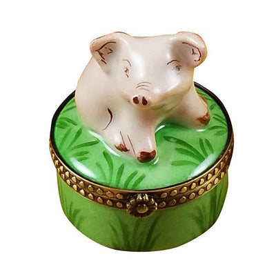 Mini Pig on Green Base figurine
