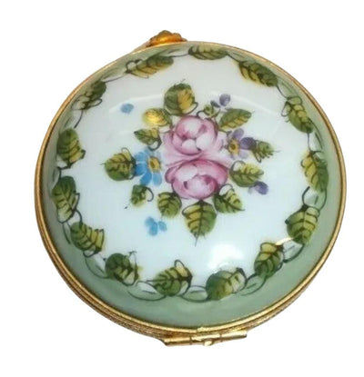 Monet Inspired Flowers Clock Pocket Watch Porcelain Limoges Trinket Box - Limoges Box Boutique