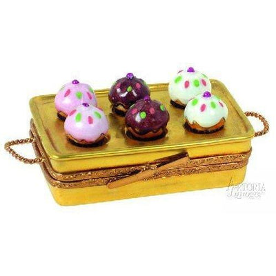 Muffin Tin w 6 Cup Cakes Limoges Boxes Limoges Box Figurine - Limoges Box Boutique