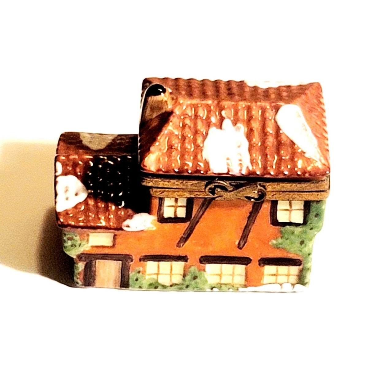 Neighborhood Snow House w Winter Cottage Limoges Box Figurine - Limoges Box Boutique