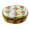 Oval White/Beige Striped Limoges Box - Limoges Box Boutique