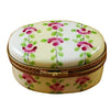 Oval White/Beige Striped Limoges Box - Limoges Box Boutique