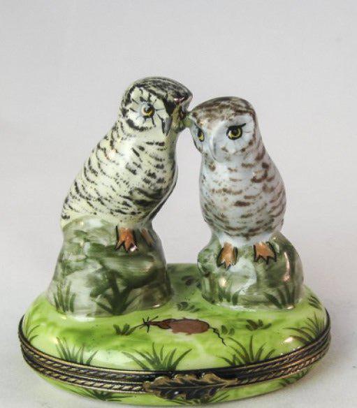 Owls Together Porcelain Limoges Trinket Box - Limoges Box Boutique