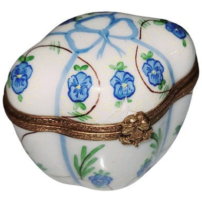 Delta Delta Delta White Blue Traditional Porcelain Limoges Trinket Box - Limoges Box Boutique