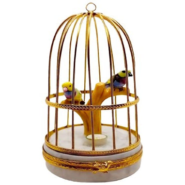 Tanagers In Cage Limoges Figurine Box