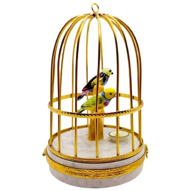 Elegant tanager birds in a cage Limoges figurine box for bird lovers