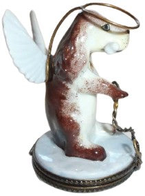 Angel Dog w Bone Halo Authentic Limoges Limoges Box Figurine - Limoges Box Boutique