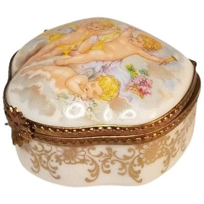 Cherubs Angels on Traditional Porcelain Limoges Trinket Box cupid 2.4 x 2 Porcelain Limoges Trinket Box - Limoges Box Boutique