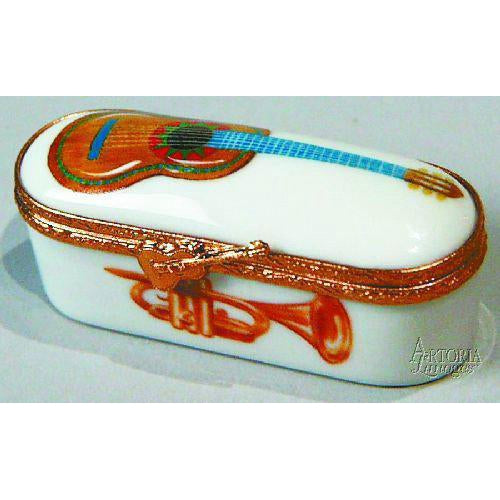 Long Oval w Guitar Decal Limoges Box Figurine - Limoges Box Boutique