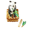 Panda with Removable Bamboo & Green Leaf Branch Limoges Box - Limoges Box Boutique