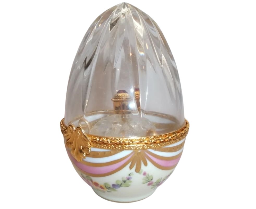 Perfume Egg 3" Crystal Pink Gold Encrustation