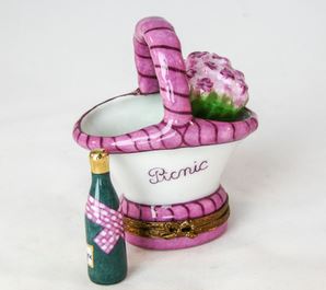 Picnic Basket Flowers Champagne - EXTREMELY - 3 Extra Days to Ship