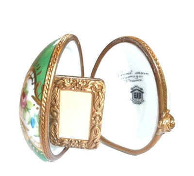 Picture Frame in Green Limoges Porcelain Egg Oval Trinket Box - Limoges Box Boutique