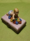 Pink Baby playing Blocks VINTAGE RARE Figurine