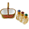 Luxurious gift set featuring pink basket and three exquisite champagne bottles