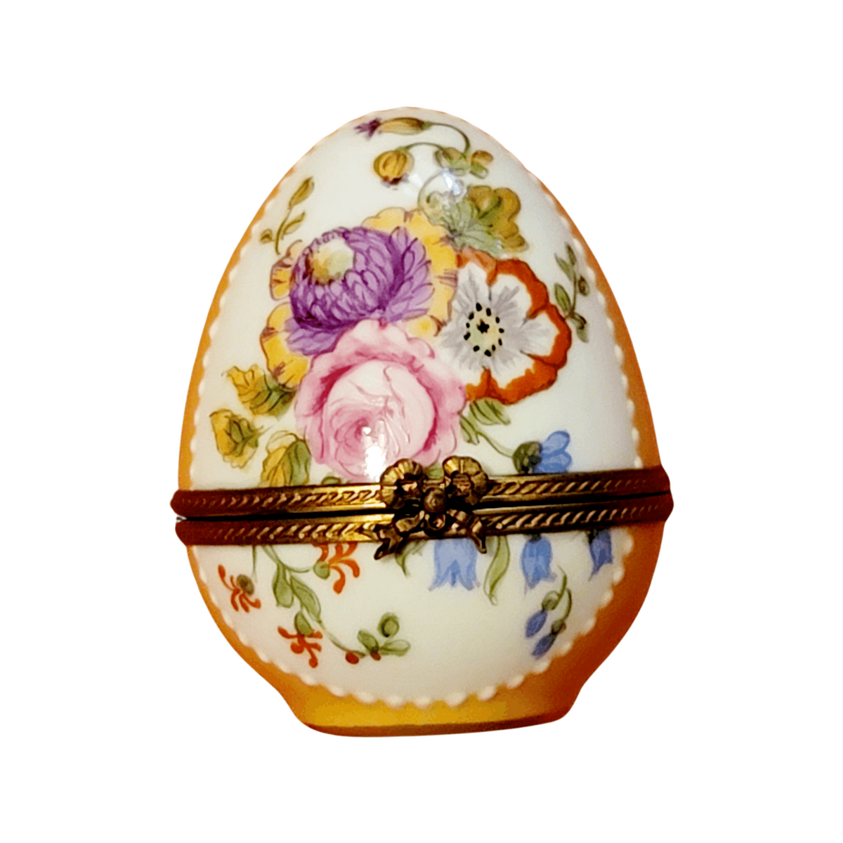 Yellow w Roses Egg S&D - Limoges Box Boutique