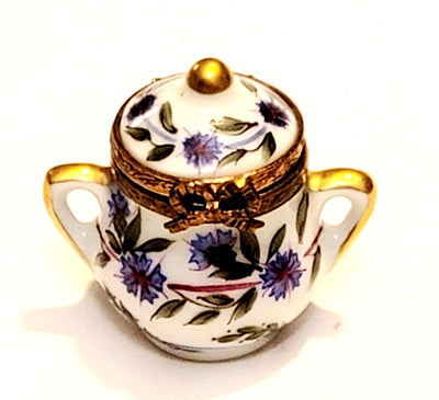 Purple Flowers Pot Canister Urn Tea Chest