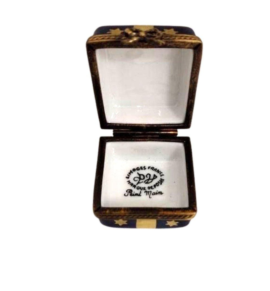 Purple Mini Moon Stars Present Gift Box Gold Bow Limoges Box Figurine - Limoges Box Boutique