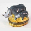 Rhino Mother Baby Porcelain Limoges Trinket Box - Limoges Box Boutique