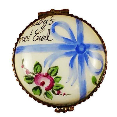 Round Blue First Curl Limoges Box - Limoges Box Boutique