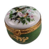 Round w Green Birds Decal Limoges Box Figurine - Limoges Box Boutique