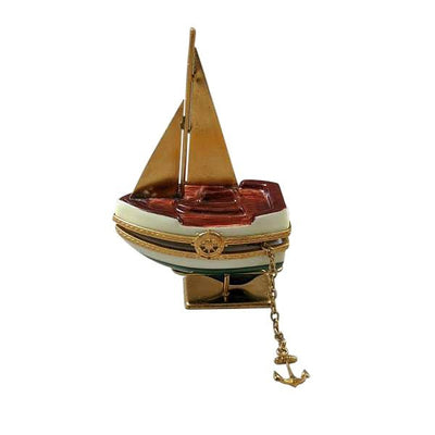 Sailboat with Brass Sails and Stand with Removable Anchor