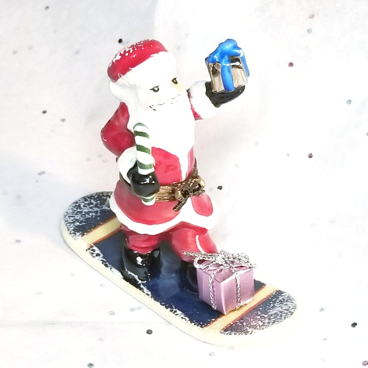 Santa Claus On Purple Snow Board