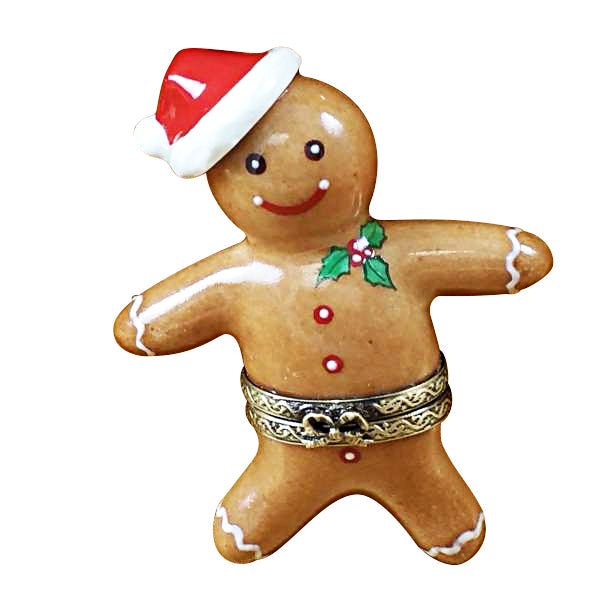 Santa Gingerbread Man with 3D Hat and Removable Peppermint Candy