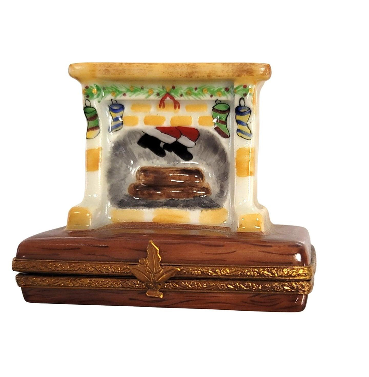 Santa in Fireplace Christmas -Limoges Box Figurine - Limoges Box Boutique