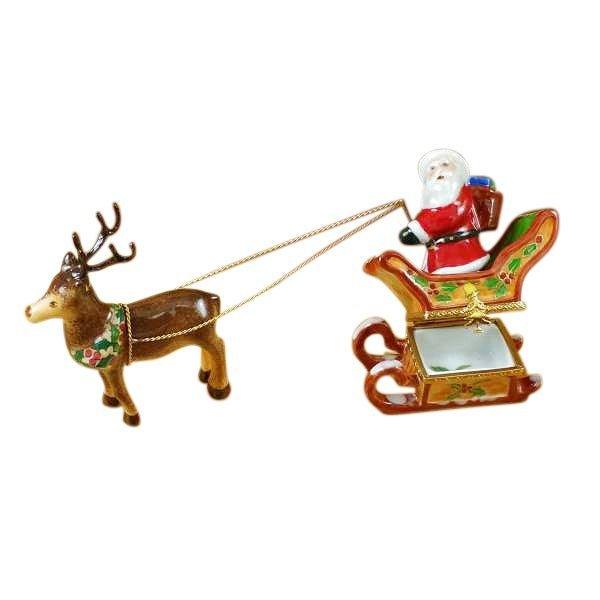 Santa In Sleigh W Rein-Deer Limoges Box - Limoges Box Boutique
