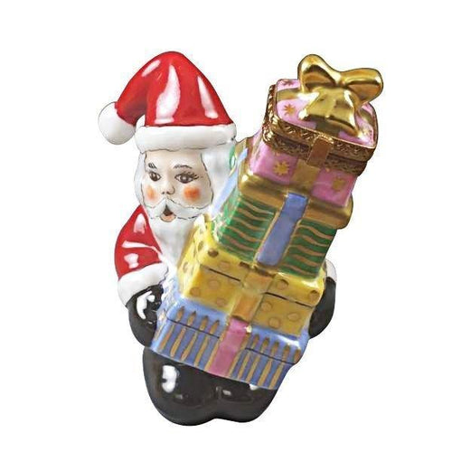 Santa with Stacked Presents Limoges Box - Limoges Box Boutique