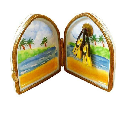 Scuba Diver's Flippers in Window Limoges Box - Limoges Box Boutique