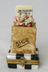 Shopping Bag w Newspaper Limoges Box Figurine - Limoges Box Boutique