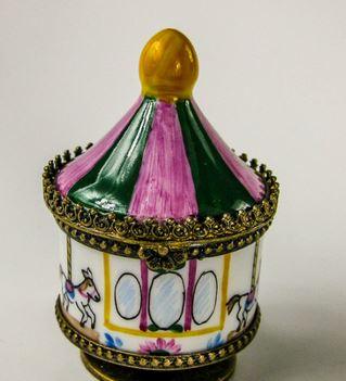 Small Merry Go Round Horses Carnival Carousel Porcelain Limoges Trinket Box - Limoges Box Boutique