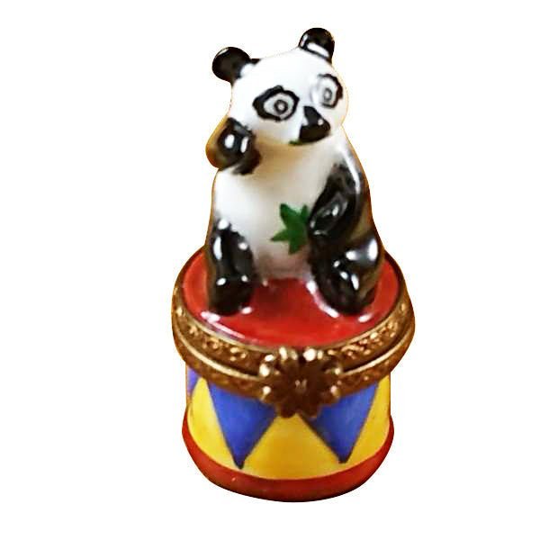 Small-panda-on-round-base-toy-sculpture-with-black-and-white-fur