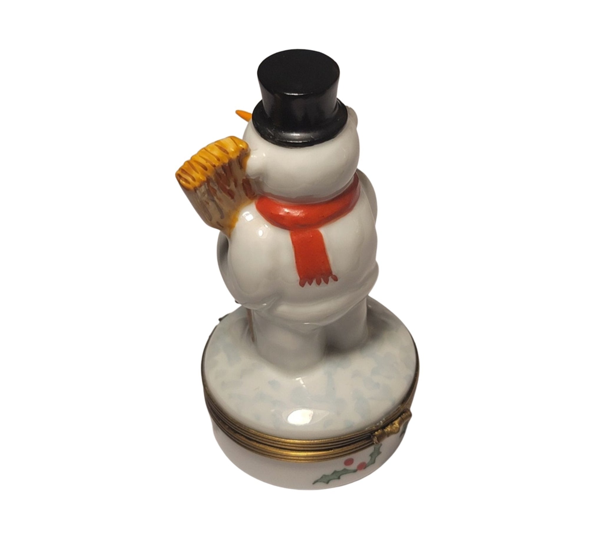 Chamart Snowman w Broom - Retired Rare Figurine - Limoges Box