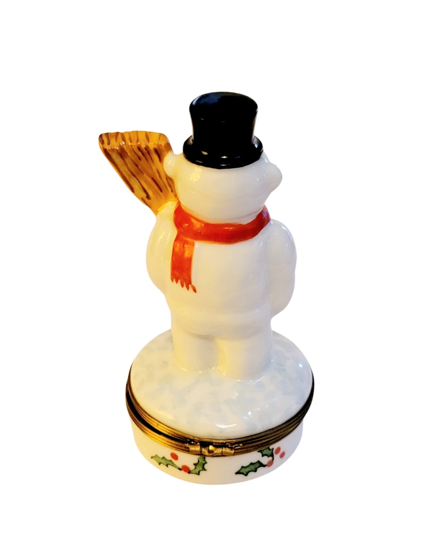 Chamart Snowman w Broom - Retired Rare Figurine - Limoges Box