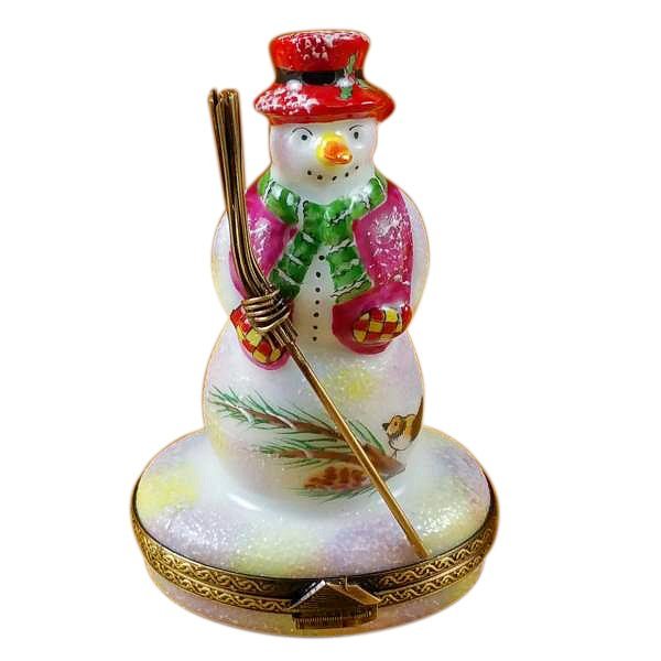 Snowman with Red Hat and Broom