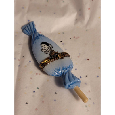 Sweet Candy Lollipop Blue Clown Wrapping Limoges Box Figurine - Limoges Box Boutique