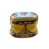 Tall Yellow Oval with Flowers Porcelain Limoges Trinket Box - Limoges Box Boutique