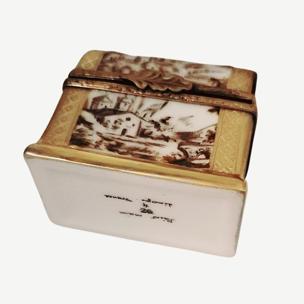 Taupe Toile Three Perfume Porcelain Limoges Trinket Box - Limoges Box Boutique