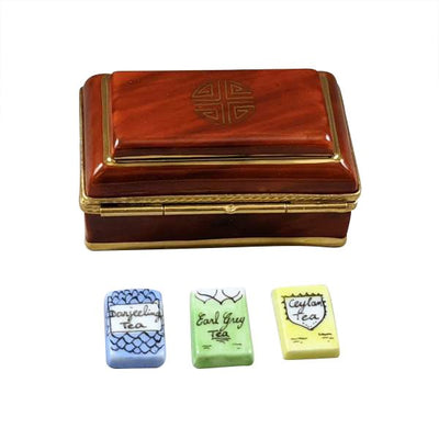 Stylish tea storage box with individual slots for 3 tea bags