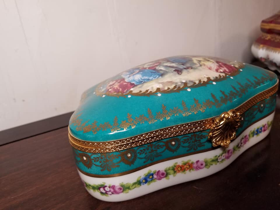 Serenade Woman Teal Chest Jewelry Box - Rare