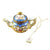 Teapot Blue Scales with Tea Porcelain Limoges Trinket Box - Limoges Box Boutique