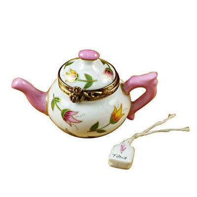 Teapot Tulips Porcelain Limoges Trinket Box - Limoges Box Boutique